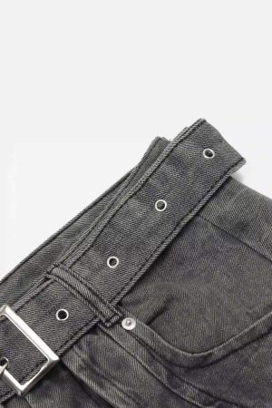 Concert Outfit Distressed Punk Jeans With Metal Belt