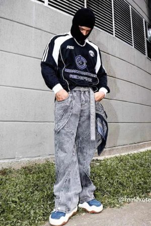 Concert Outfit Distressed Punk Jeans With Metal Belt