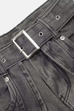 Concert Outfit Distressed Punk Jeans With Metal Belt