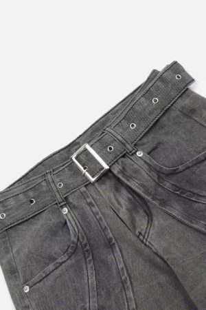 Concert Outfit Distressed Punk Jeans With Metal Belt