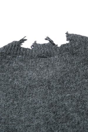 Concert Outfit Distressed Quarter Zip Sweater