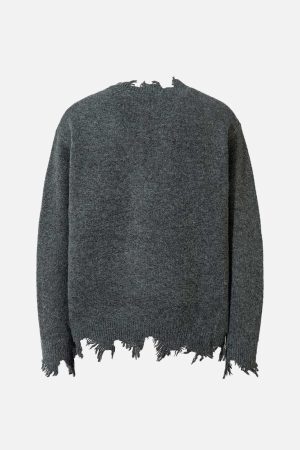 Concert Outfit Distressed Quarter Zip Sweater