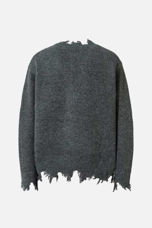 Concert Outfit Distressed Quarter Zip Sweater