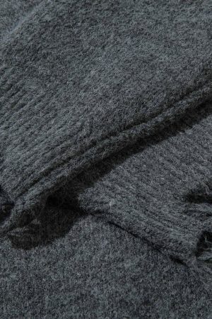 Concert Outfit Distressed Quarter Zip Sweater