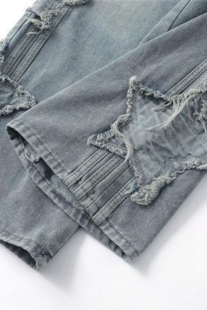Concert Outfit Distressed Raw Edge Baggy Jeans