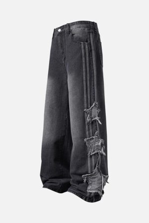 Concert Outfit Distressed Raw Edge Baggy Jeans