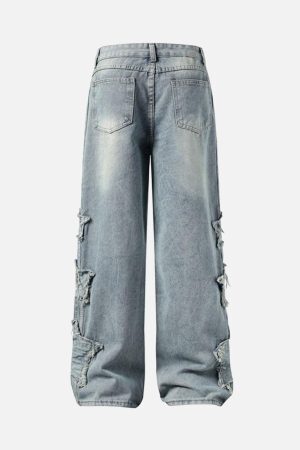 Concert Outfit Distressed Raw Edge Baggy Jeans