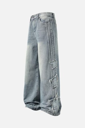 Concert Outfit Distressed Raw Edge Baggy Jeans