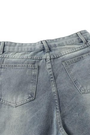 Concert Outfit Distressed Raw Edge Baggy Jeans