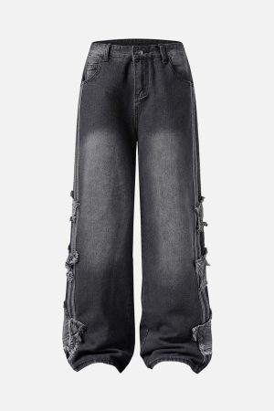 Concert Outfit Distressed Raw Edge Baggy Jeans