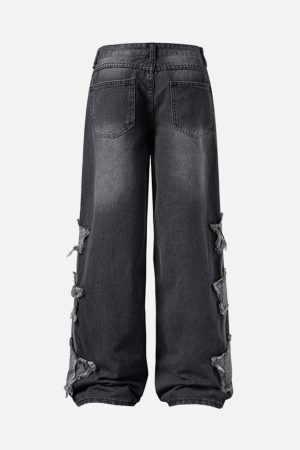 Concert Outfit Distressed Raw Edge Baggy Jeans