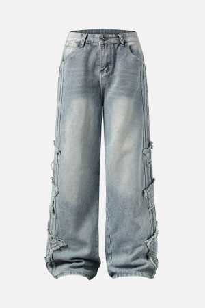 Concert Outfit Distressed Raw Edge Baggy Jeans