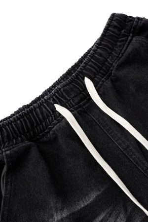 Concert Outfit Distressed Raw Edge Cargo Drawstring Barrel Jeans