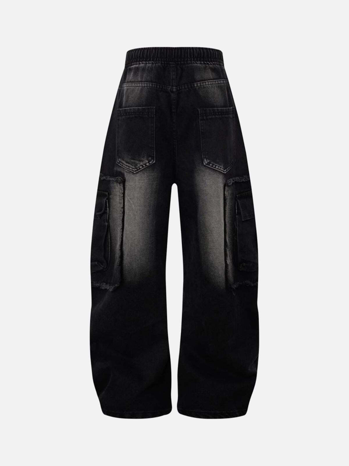 Concert Outfit Distressed Raw Edge Cargo Drawstring Barrel Jeans Concert Outfit Distressed Raw Edge Cargo Drawstring Barrel Jeans