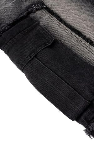 Concert Outfit Distressed Raw Edge Cargo Drawstring Barrel Jeans