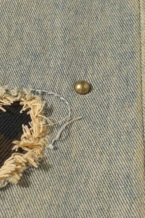 Concert Outfit Distressed Raw Edge Patch Jeans