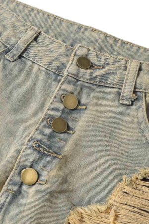 Concert Outfit Distressed Raw Edge Patch Jeans