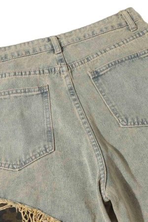 Concert Outfit Distressed Raw Edge Patch Jeans