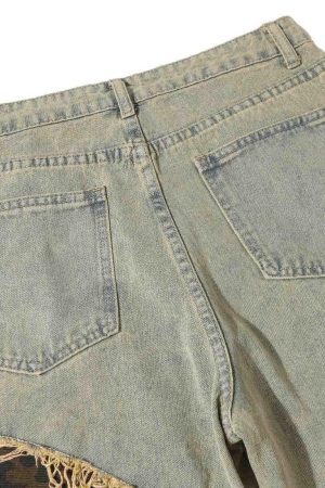 Concert Outfit Distressed Raw Edge Patch Jeans