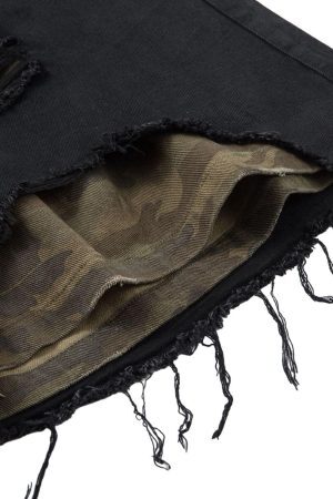 Concert Outfit Distressed Ripped Black Denim Shorts