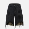 Concert Outfit Distressed Ripped Black Denim Shorts