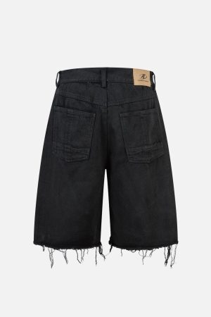 Concert Outfit Distressed Ripped Black Denim Shorts