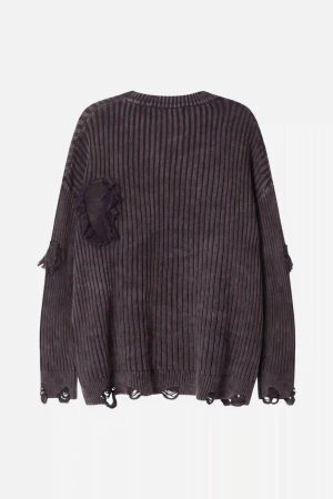 Concert Outfit Distressed Ripped Rivets Sweater