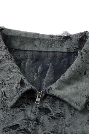 Concert Outfit Distressed Ripped Short Sleeve Shirt