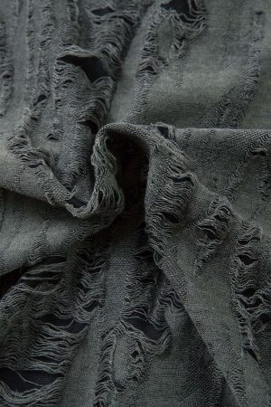 Concert Outfit Distressed Ripped Short Sleeve Shirt