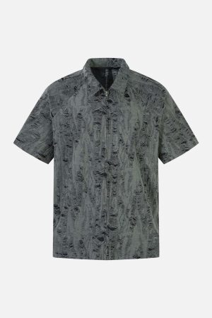 Concert Outfit Distressed Ripped Short Sleeve Shirt