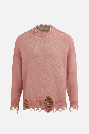 Concert Outfit Distressed Ripped Two-Piece Oversized Pullover Sweater