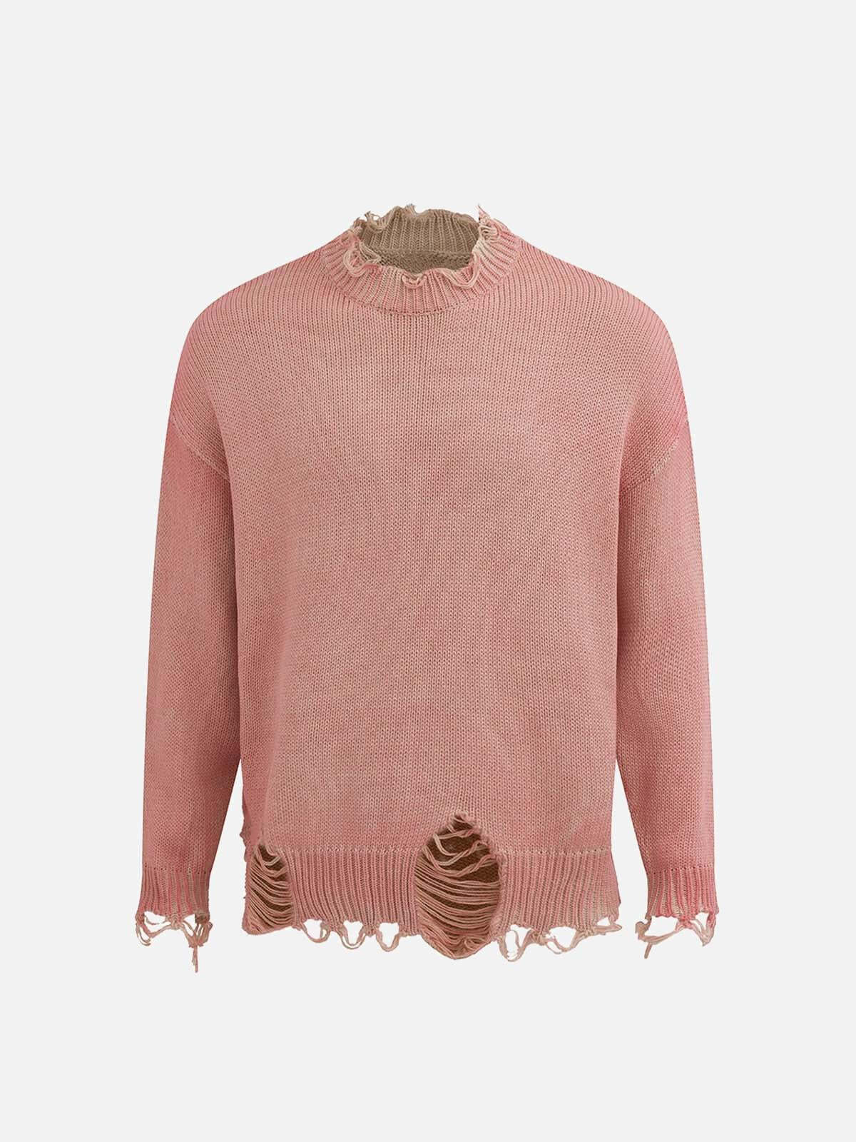 Concert Outfit Distressed Ripped Two-Piece Oversized Pullover Sweater Concert Outfit Distressed Ripped Two-Piece Oversized Pullover Sweater