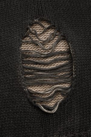 Concert Outfit Distressed Ripped Two-Piece Oversized Pullover Sweater