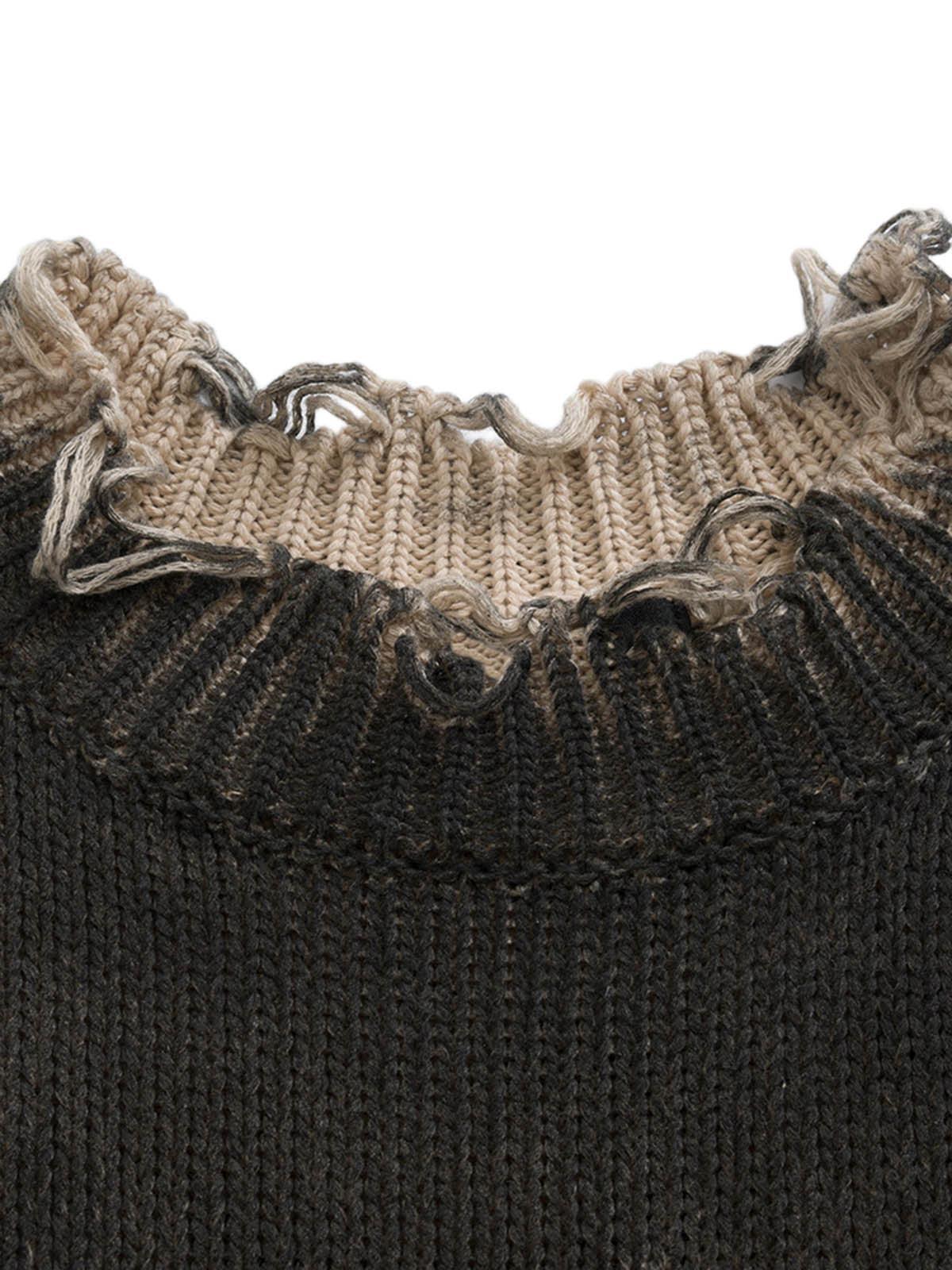 Concert Outfit Distressed Ripped Two-Piece Oversized Pullover Sweater Concert Outfit Distressed Ripped Two-Piece Oversized Pullover Sweater