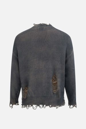 Concert Outfit Distressed Ripped Two-Piece Oversized Pullover Sweater