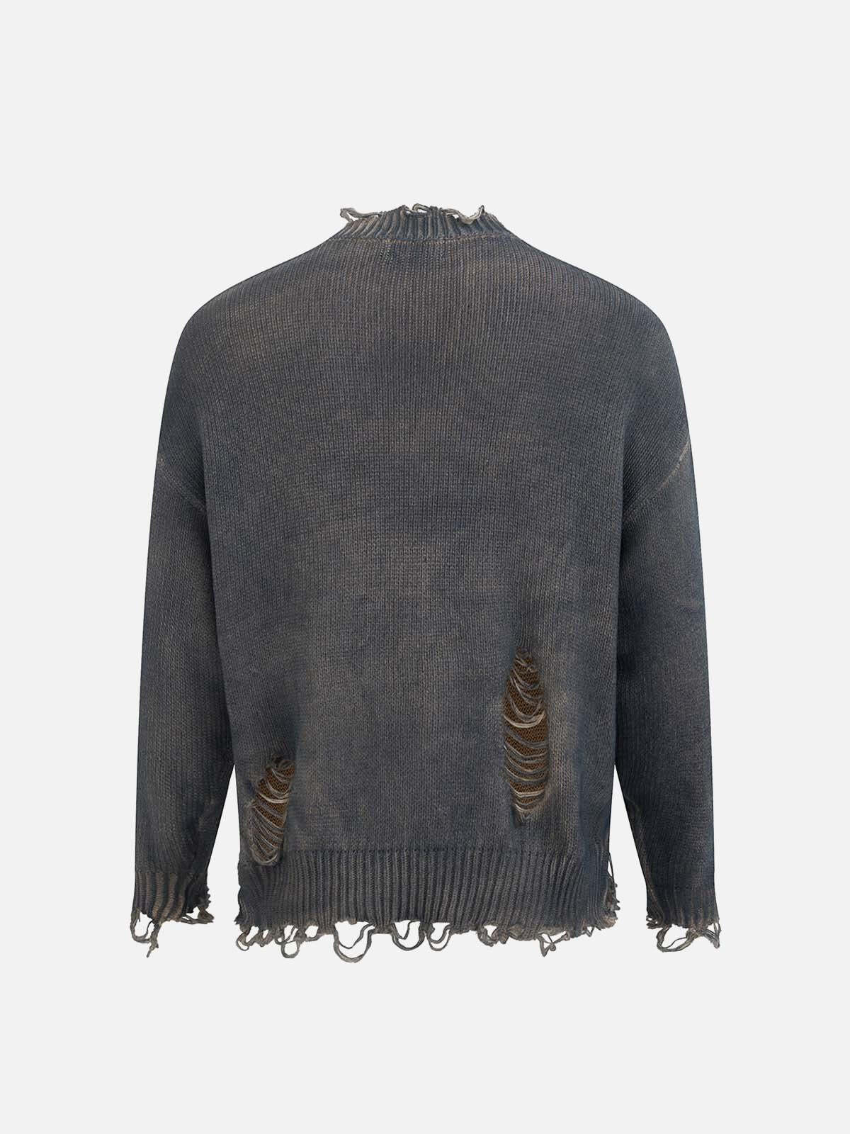 Concert Outfit Distressed Ripped Two-Piece Oversized Pullover Sweater Concert Outfit Distressed Ripped Two-Piece Oversized Pullover Sweater