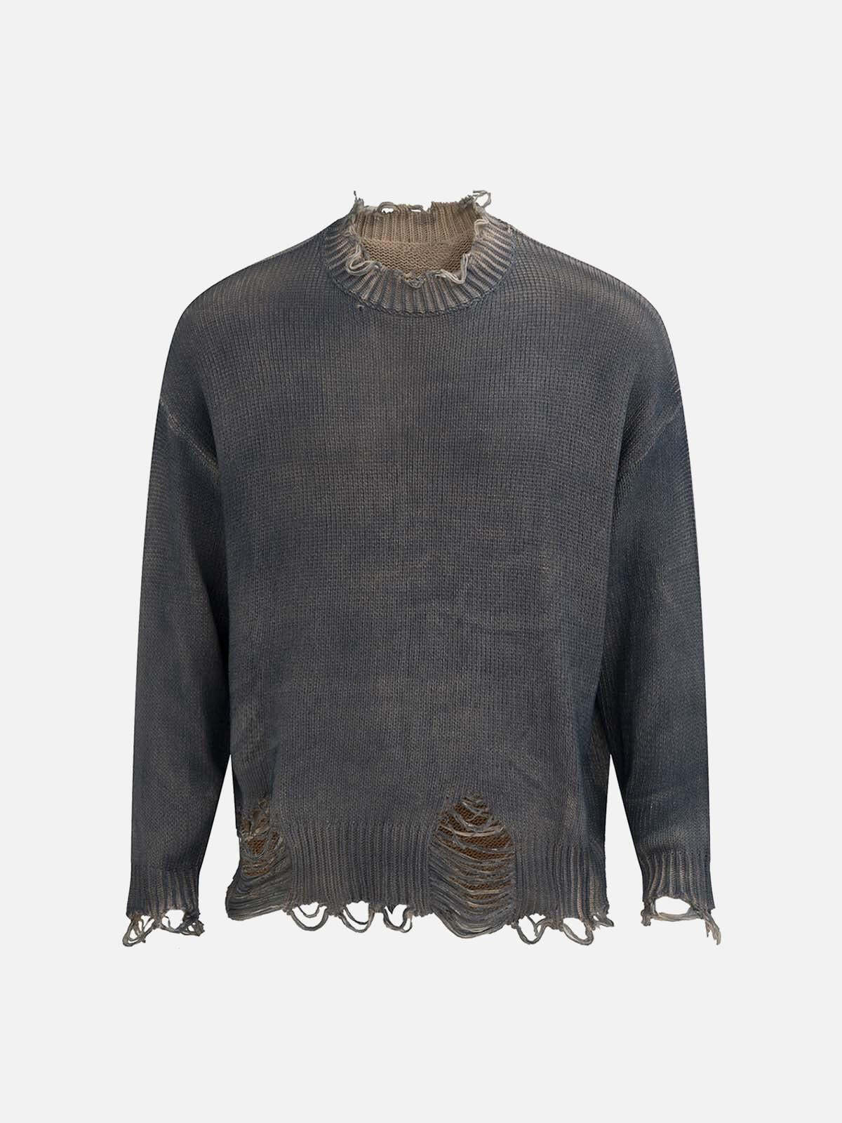 Concert Outfit Distressed Ripped Two-Piece Oversized Pullover Sweater Concert Outfit Distressed Ripped Two-Piece Oversized Pullover Sweater