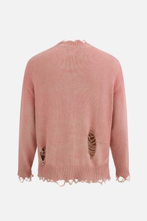 Concert Outfit Distressed Ripped Two-Piece Oversized Pullover Sweater