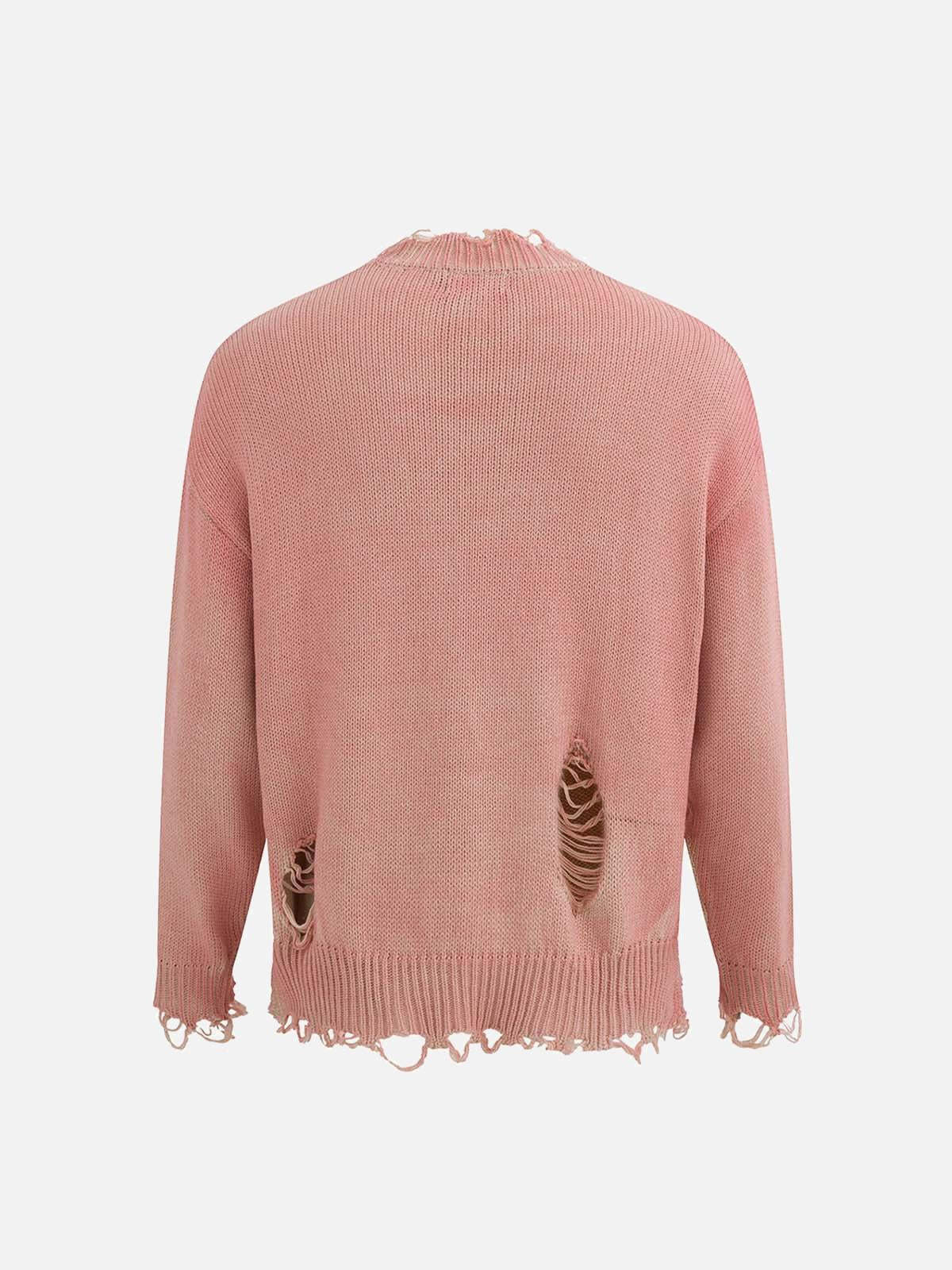 Concert Outfit Distressed Ripped Two-Piece Oversized Pullover Sweater Concert Outfit Distressed Ripped Two-Piece Oversized Pullover Sweater