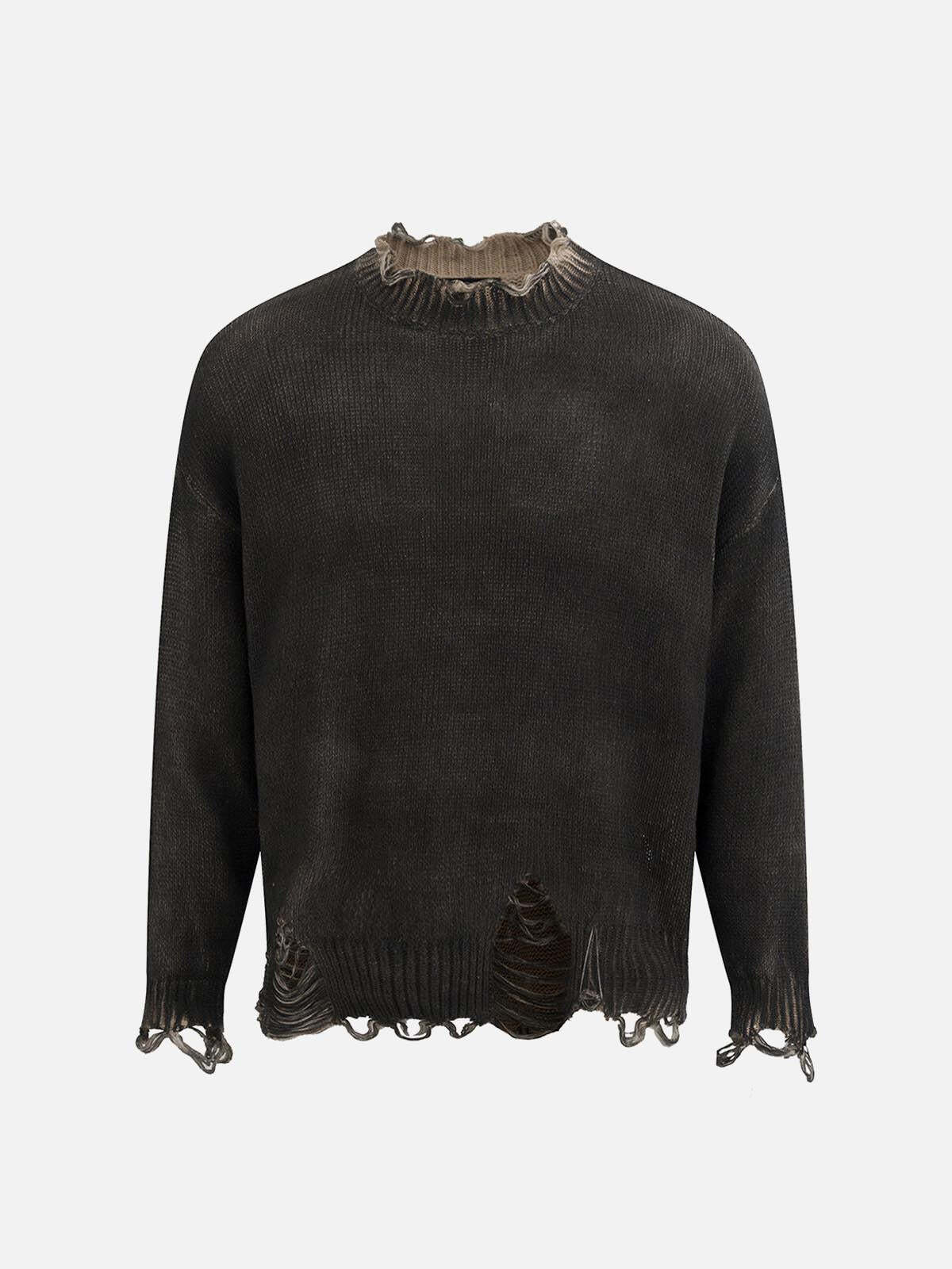 Concert Outfit Distressed Ripped Two-Piece Oversized Pullover Sweater Concert Outfit Distressed Ripped Two-Piece Oversized Pullover Sweater