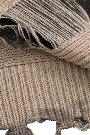 Concert Outfit Distressed Ripped Two-Piece Oversized Pullover Sweater