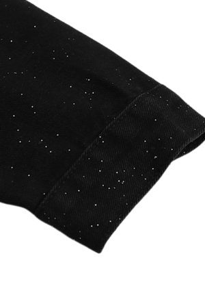 Concert Outfit Distressed Sequin Design Denim Jacket