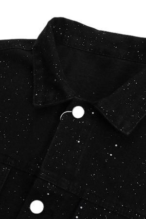 Concert Outfit Distressed Sequin Design Denim Jacket