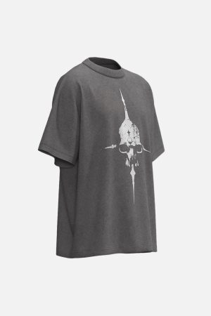 Concert Outfit Distressed Skull Cross Graphic T-Shirt