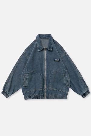 Concert Outfit Distressed Solid Color Denim Jacket