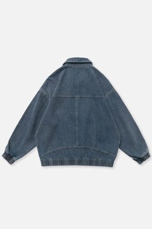 Concert Outfit Distressed Solid Color Denim Jacket