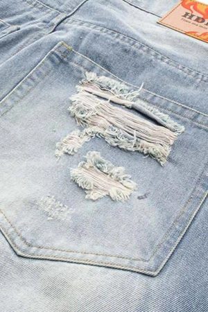 Concert Outfit Distressed Spider Letter Print Jeans