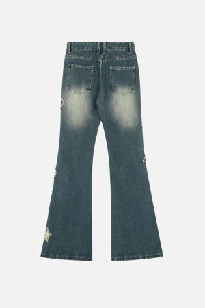Concert Outfit Distressed Star Heart Jeans