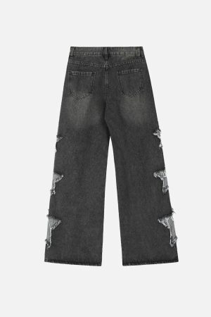 Concert Outfit Distressed Star Patch Jeans