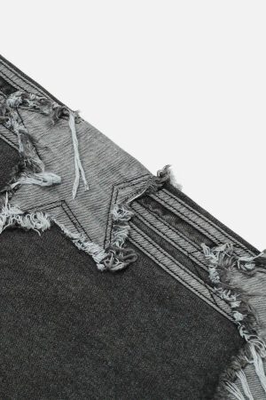 Concert Outfit Distressed Star Patch Jeans